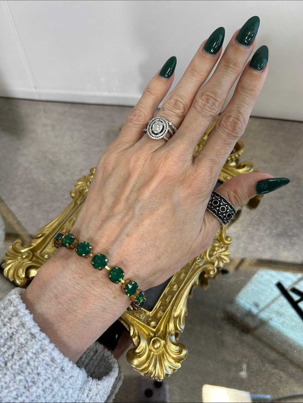 Green Crystal Link Bracelet by